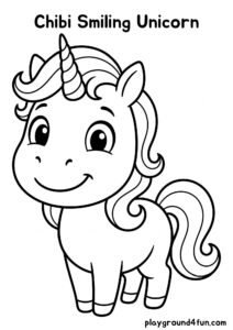 Coloring pages: Chibi Smiling Unicorn pdf