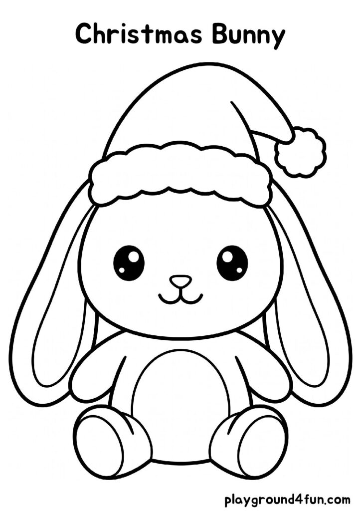 Bold and Easy Christmas Bunny Coloring Pages