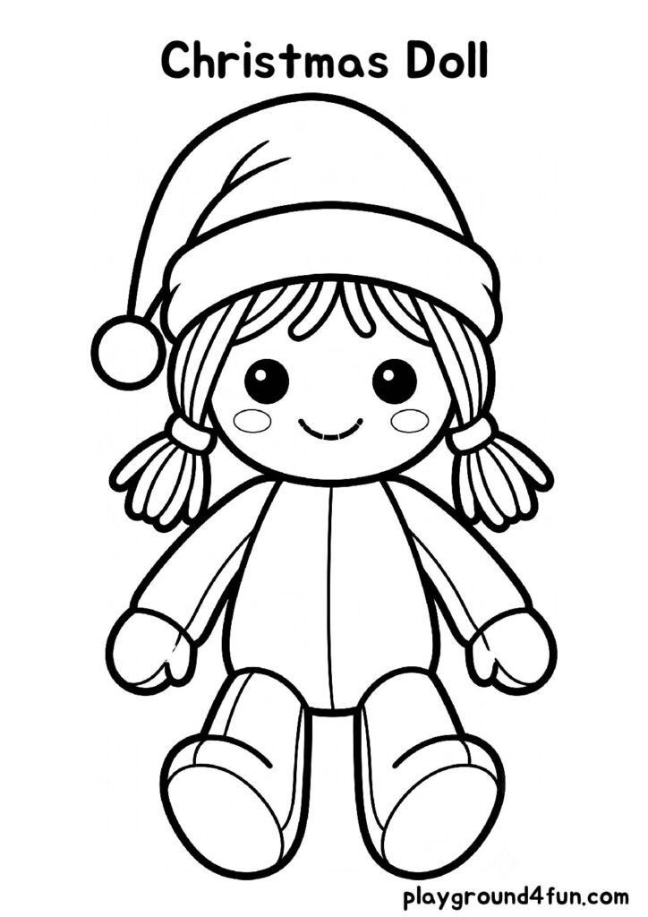 Bold and Easy Christmas Doll Coloring Pages