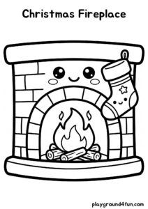 Coloring pages: Christmas Fireplace pdf