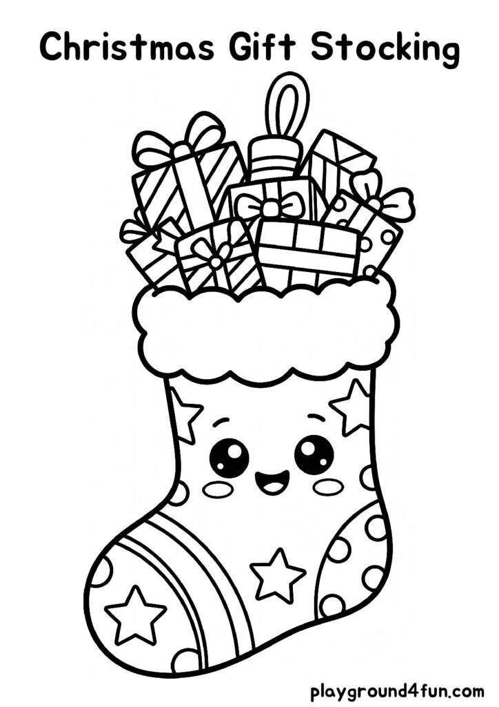 Bold and Easy Christmas Gift Stocking Coloring Pages