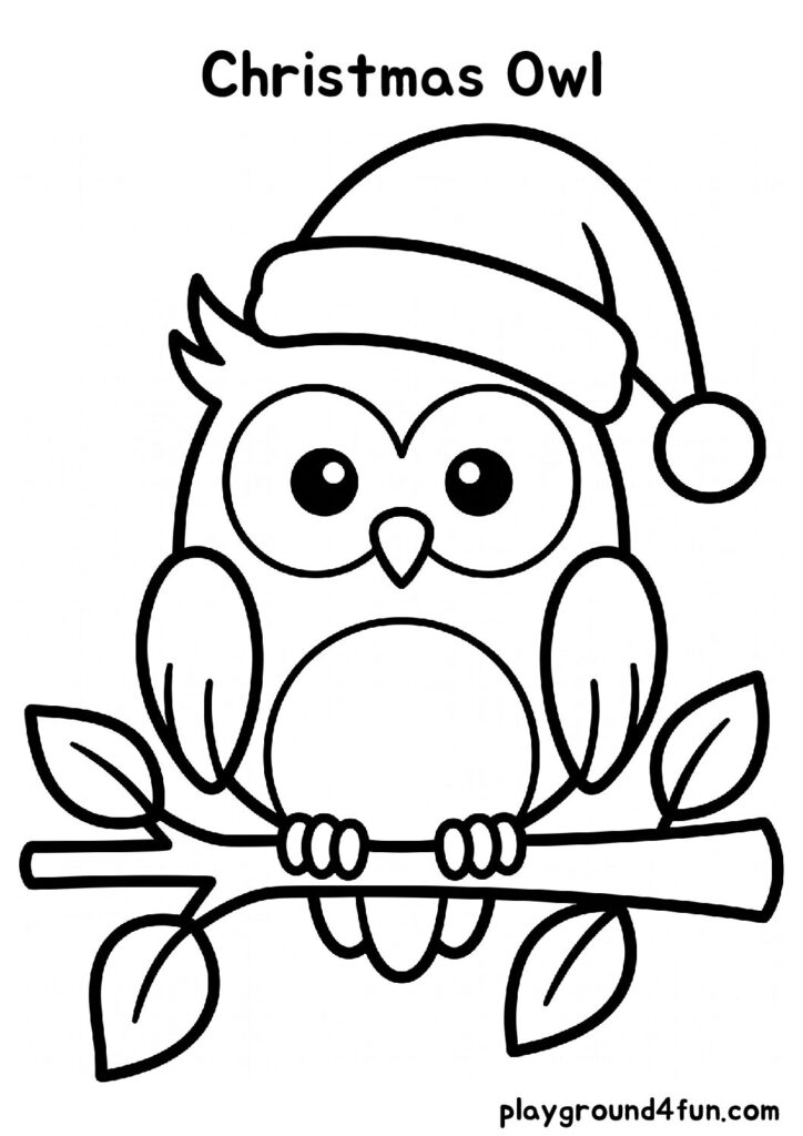 Bold and Easy Christmas Owl Coloring Pages