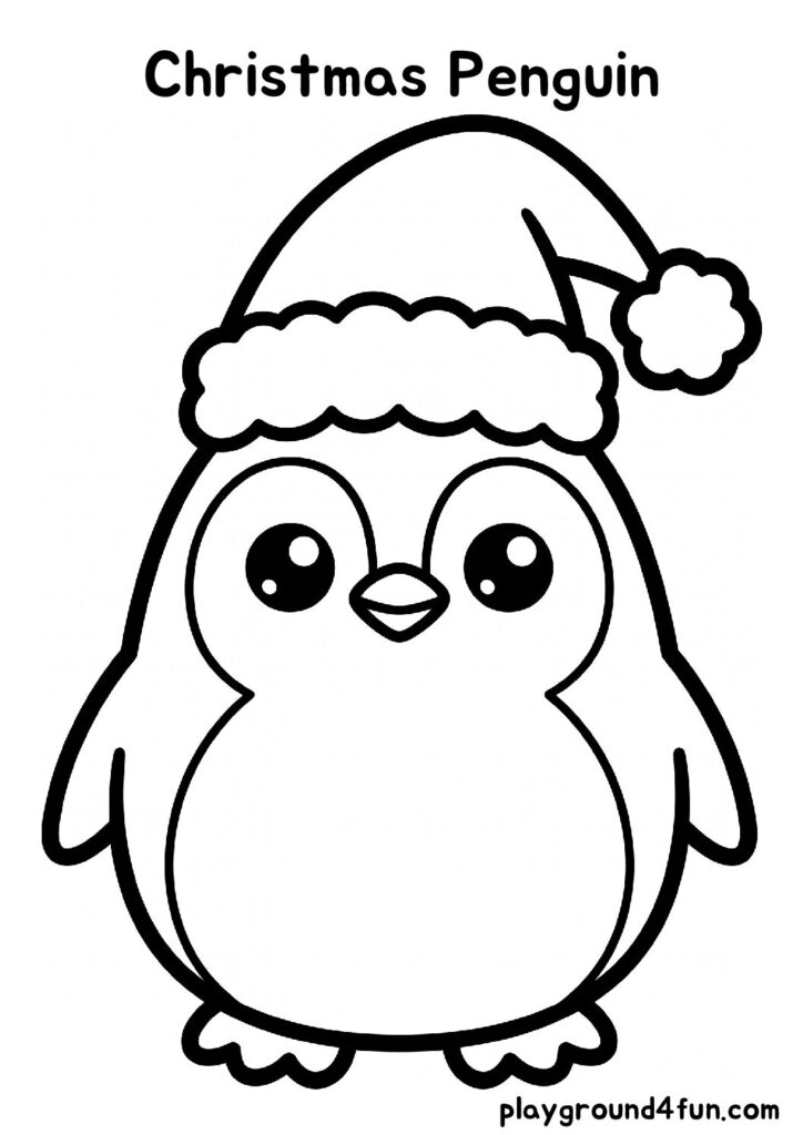 Bold and Easy Christmas Penguin Coloring Pages