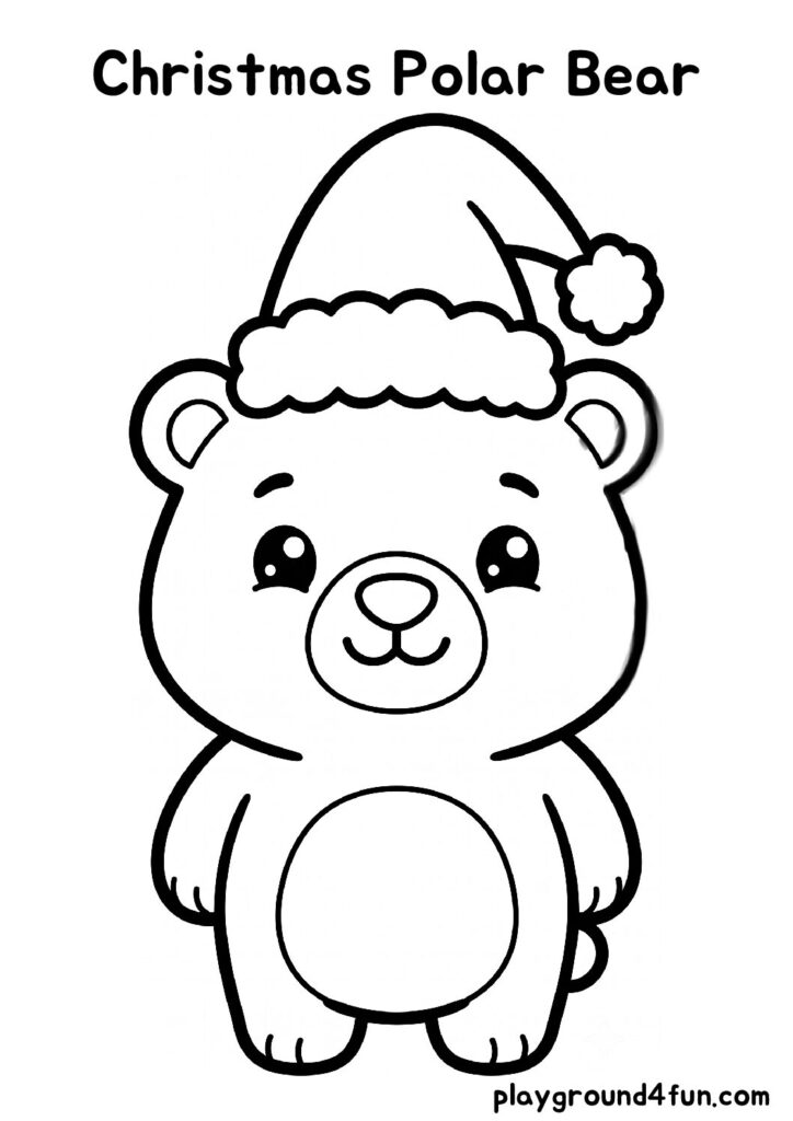 Bold and Easy Christmas Polar Bear Coloring Pages