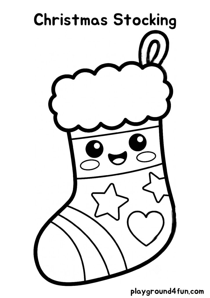 Bold and Easy Christmas Stocking Coloring Pages