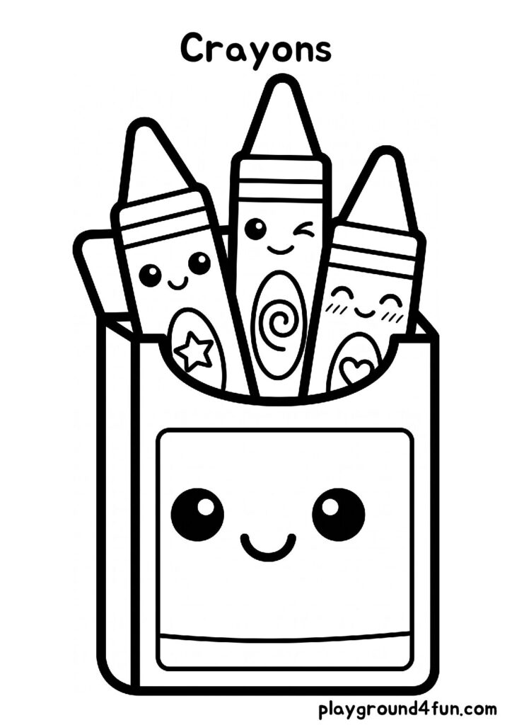 Bold and Easy Crayons Coloring Pages