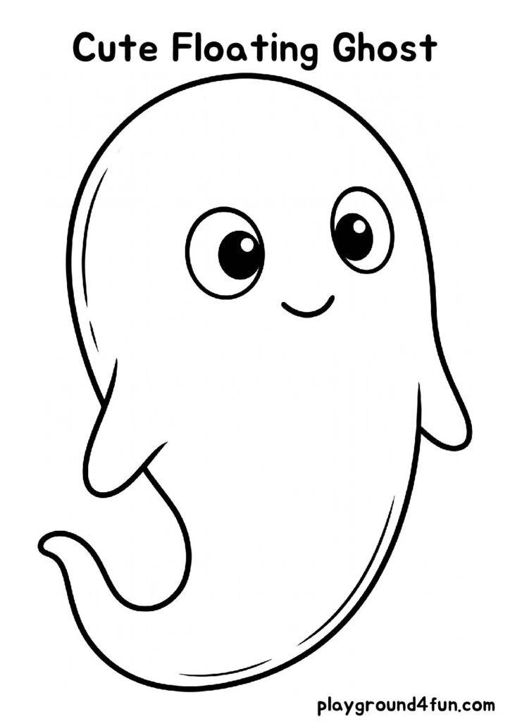 Cute Floating Ghost Coloring Pages