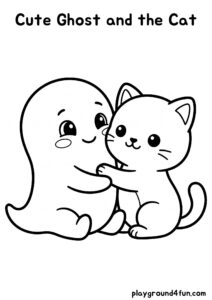 Coloring pages: Cute Ghost and the Cat pdf
