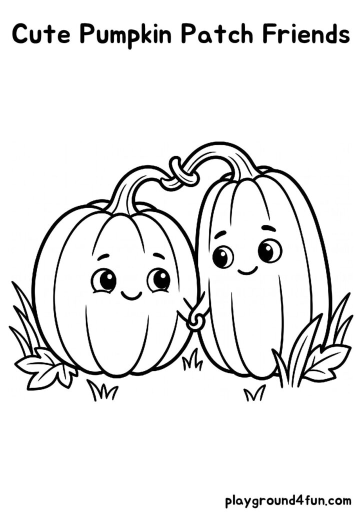 Cute Pumpkin Patch Friends Coloring Pages