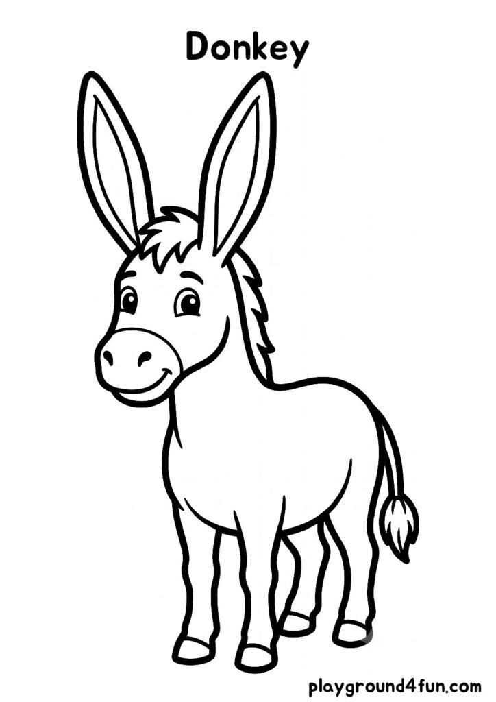 Bold and Easy Donkey Coloring Pages
