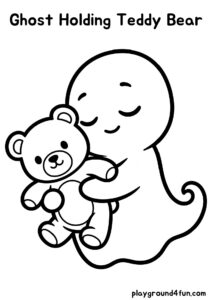 Coloring pages: Ghost Holding Teddy Bear pdf