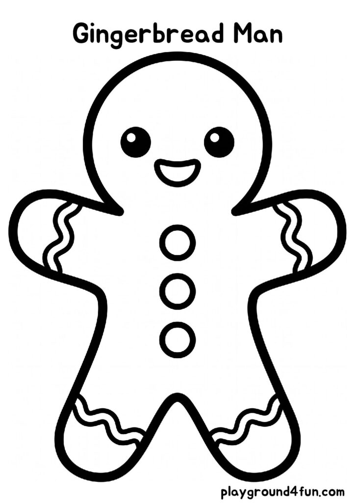 Bold and Easy Gingerbread Man Coloring Pages