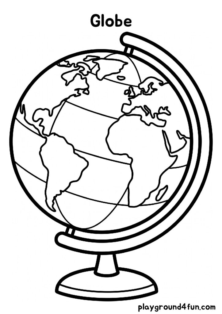 Bold and Easy Globe Coloring Pages