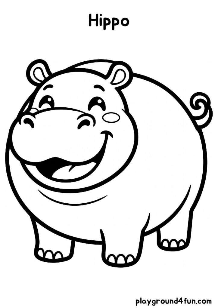 Bold and Easy Hippo Coloring Pages