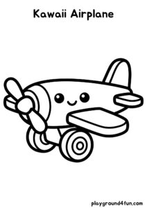 Coloring pages: Kawaii Airplane pdf