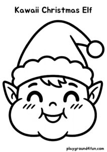 Coloring pages: Kawaii Christmas Elf pdf