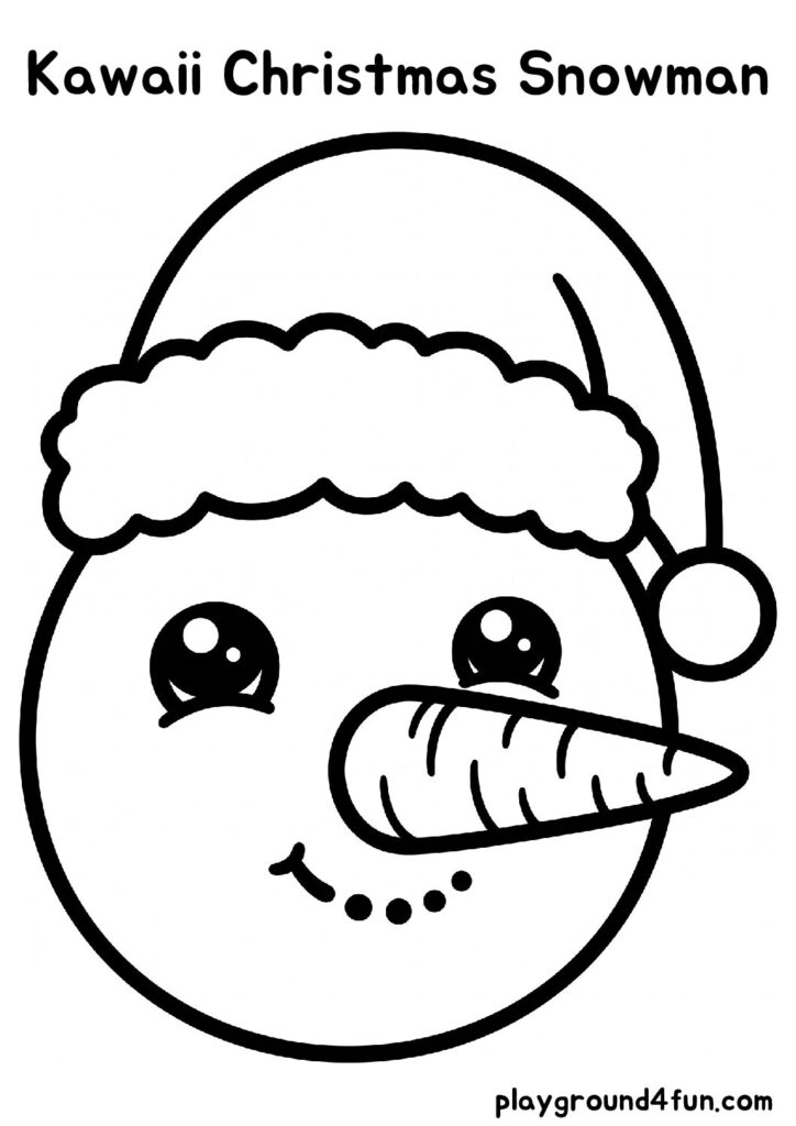 Bold and Easy Kawaii Christmas Snowman Coloring Pages