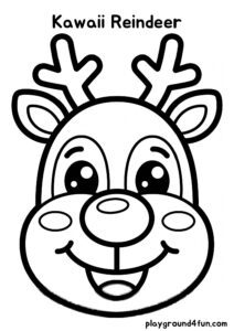 Coloring pages: Kawaii Reindeer pdf