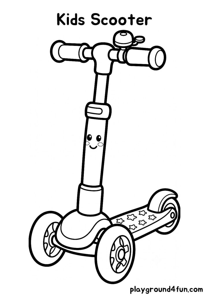 Bold and Easy Kids Scooter Coloring Pages