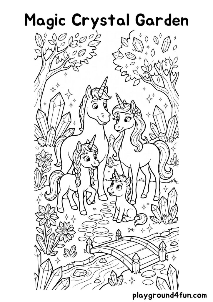 Magic Crystal Garden Coloring Pages