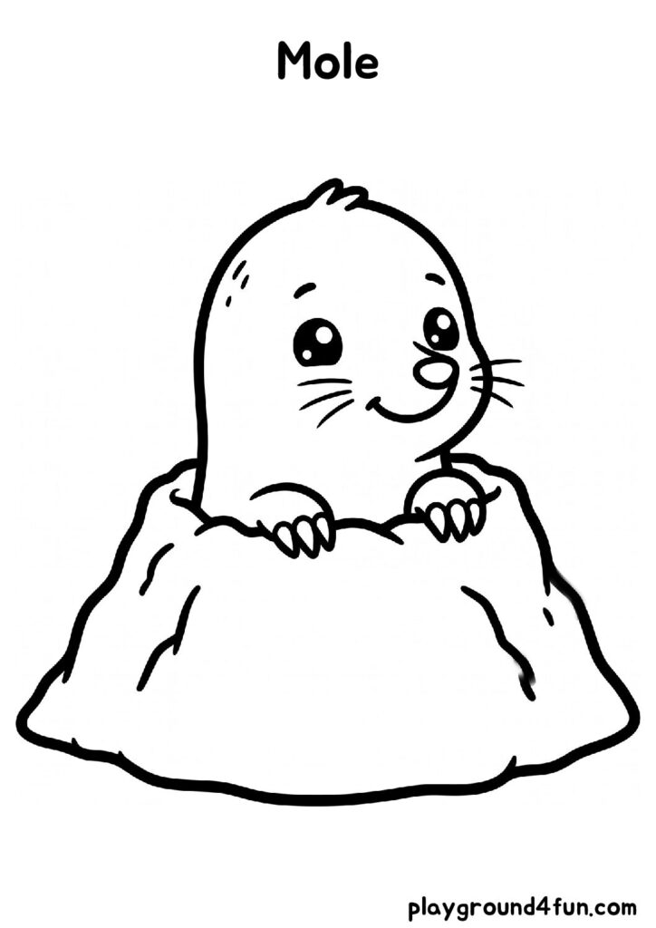 Bold and Easy Mole Coloring Pages