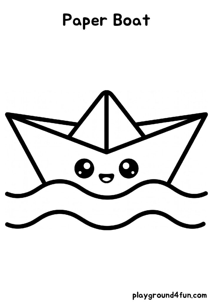 Bold and Easy Paper Boat Coloring Pages