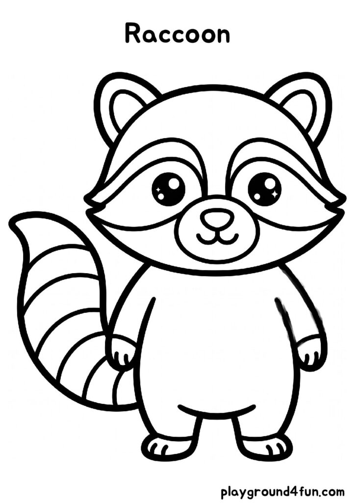 Bold and Easy Raccoon Coloring Pages