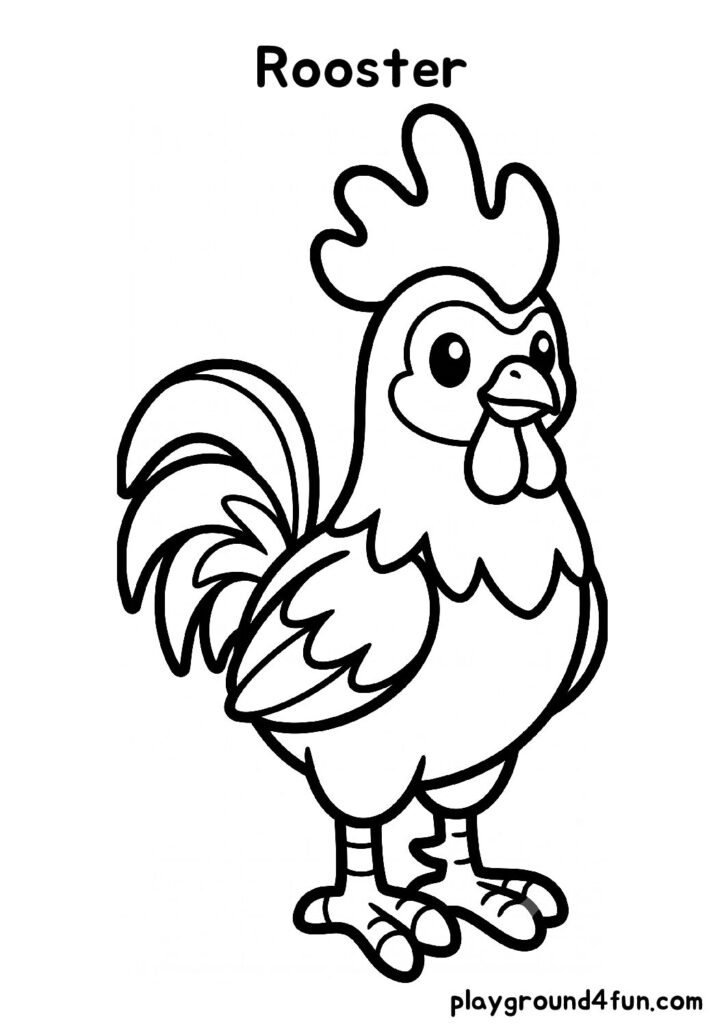 Bold and Easy Rooster Coloring Pages