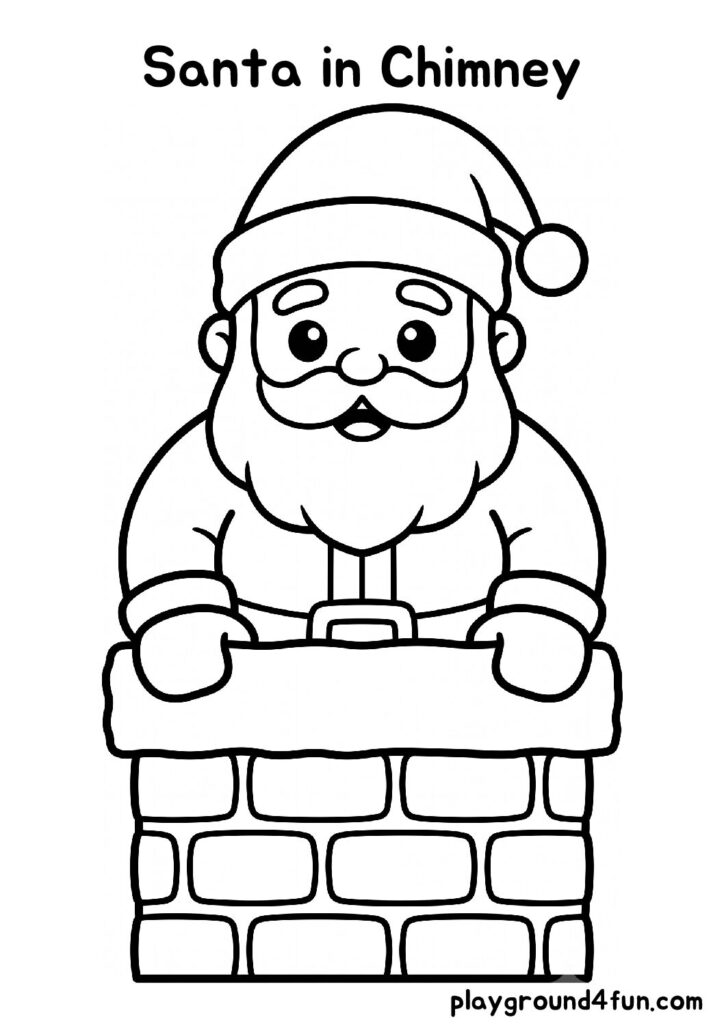 Bold and Easy Santa in Chimney Coloring Pages