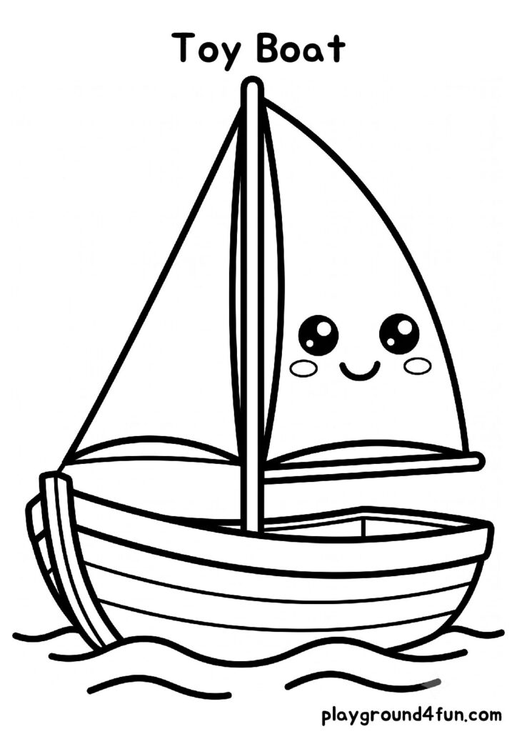 Bold and Easy Toy Boat Coloring Pages