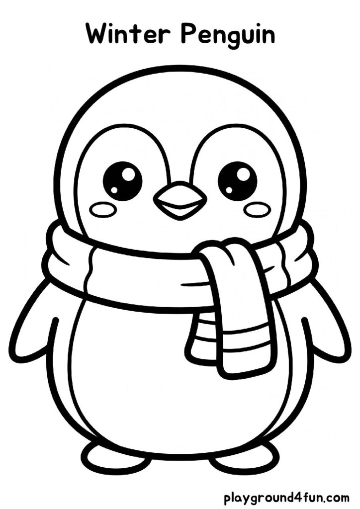 Bold and Easy Winter Penguin Coloring Pages