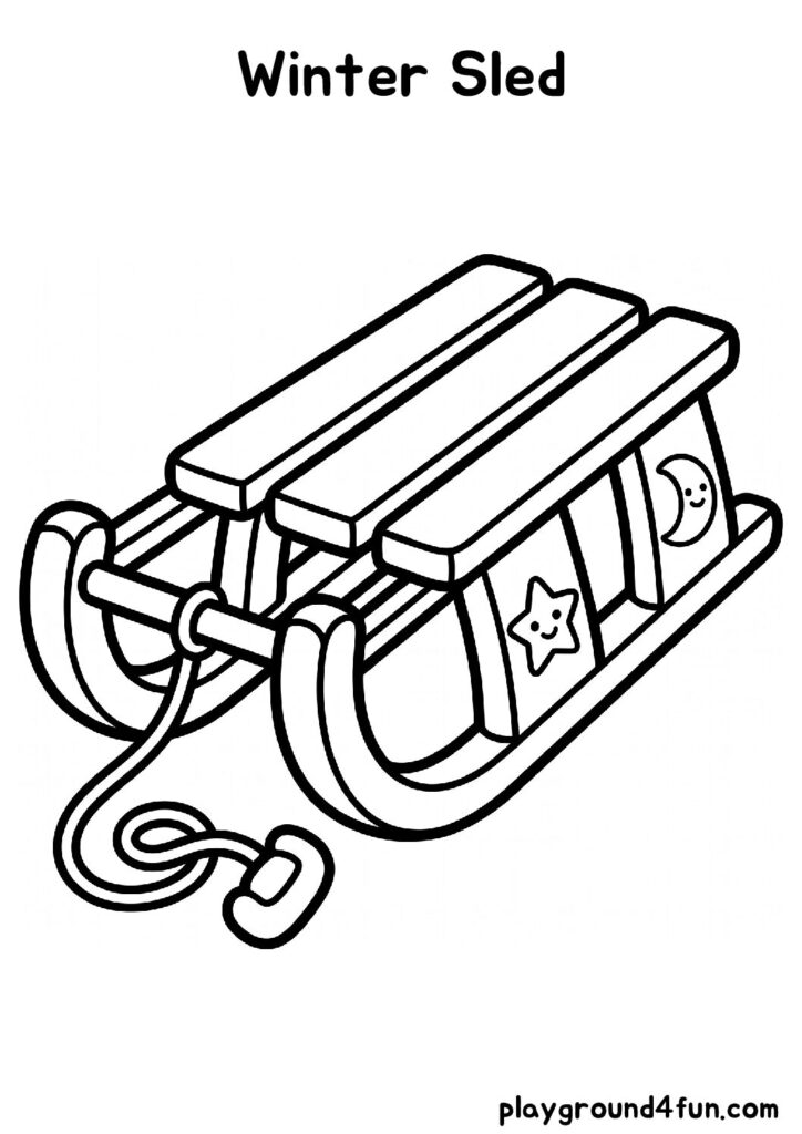 Bold and Easy Winter Sled Coloring Pages