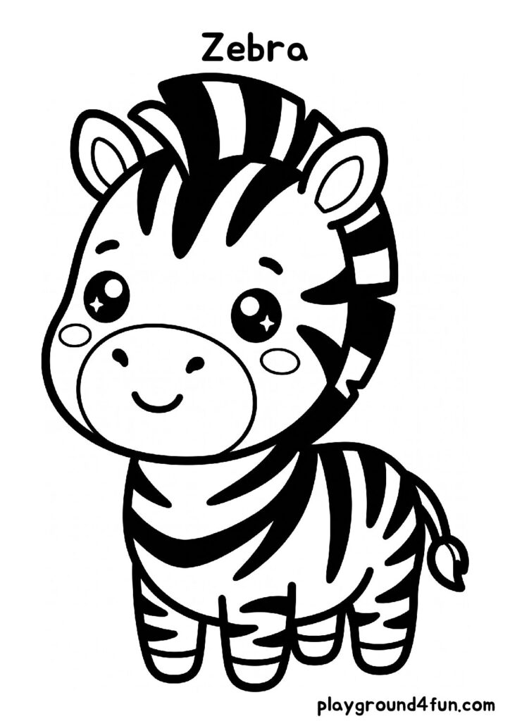 Bold and Easy Zebra Coloring Pages