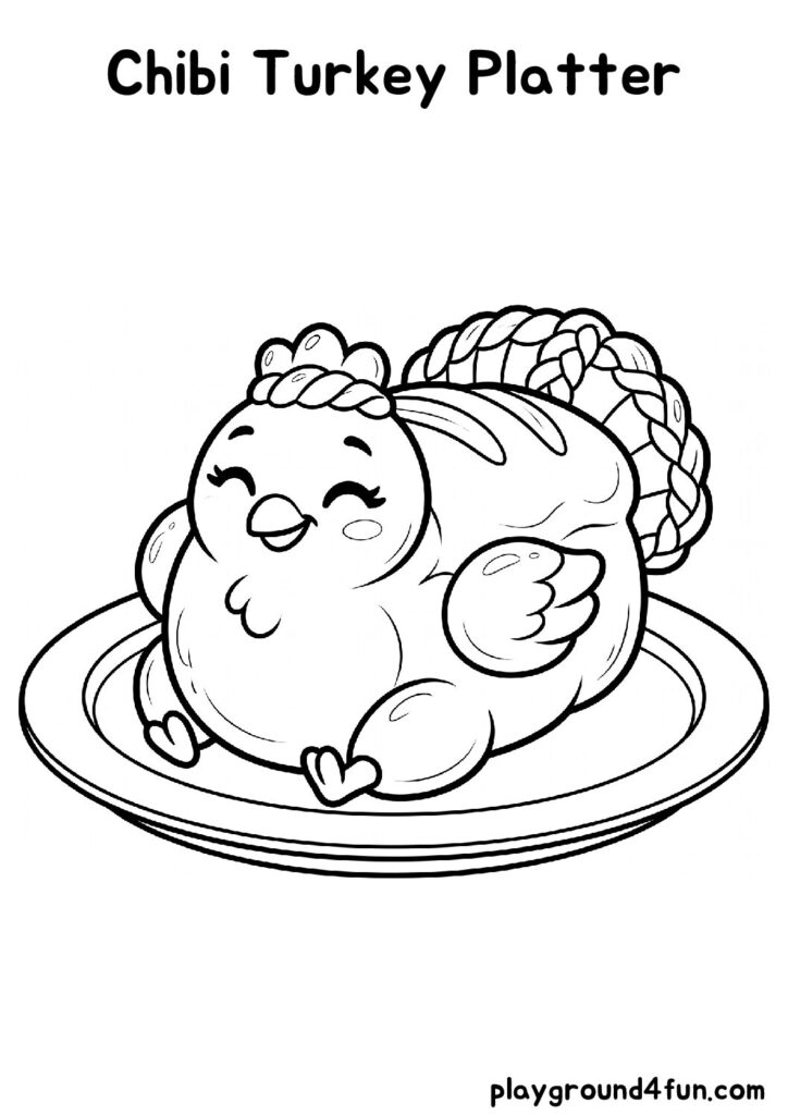 Chibi Turkey Platter Coloring Pages
