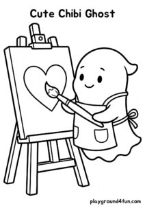 Coloring pages: Cute Chibi Ghost pdf