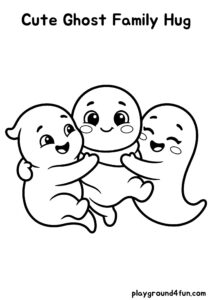 Coloring pages: Cute Ghost Family Hug pdf