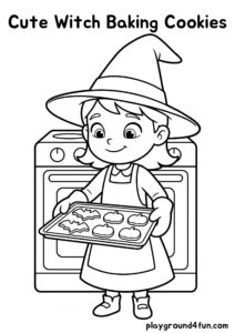 Coloring pages: Cute Witch Baking Cookies pdf