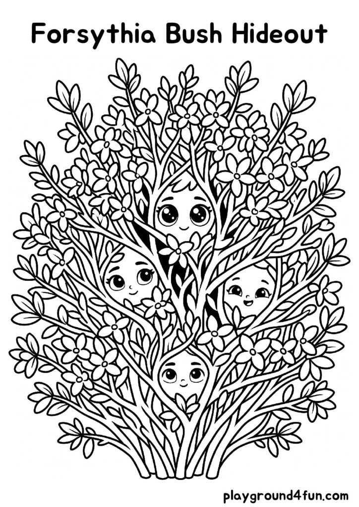 Forsythia Bush Hideout Coloring Pages