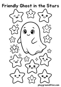 Coloring pages: Friendly Ghost in the Stars pdf