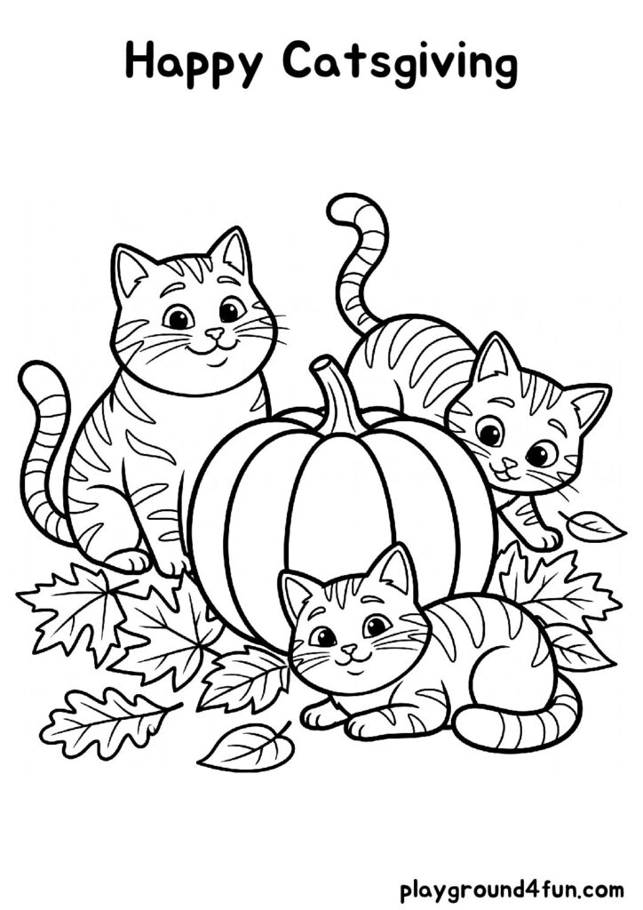 Happy Catsgiving Coloring Pages