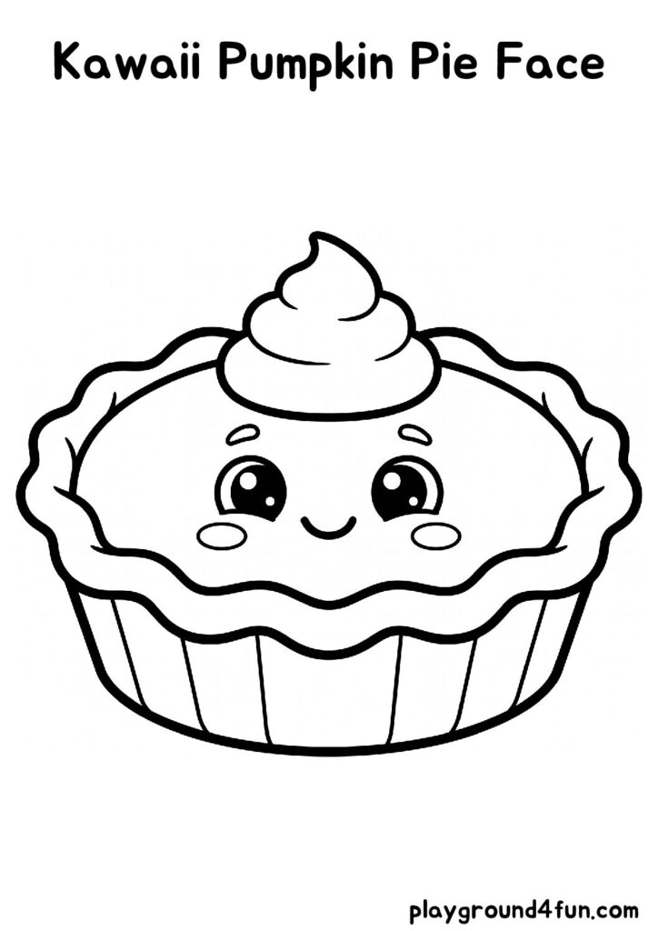 Kawaii Pumpkin Pie Face Coloring Pages