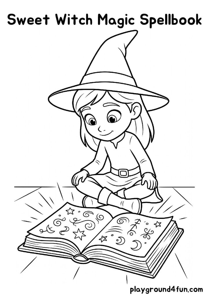 Sweet Witch Magic Spellbook Coloring Pages