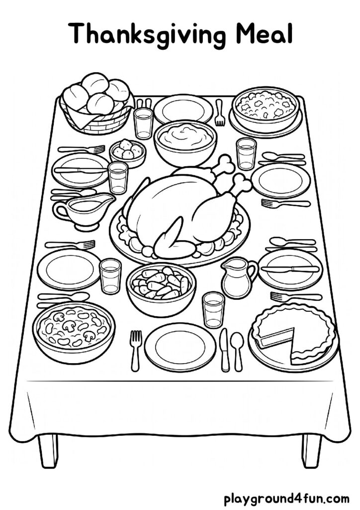 Thanksgiving Meal Coloring Pages