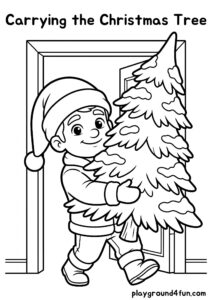 Coloring pages: Carrying the Christmas Tree pdf