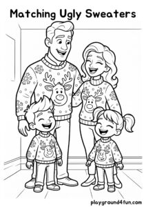 Coloring pages: Matching Ugly Sweaters pdf