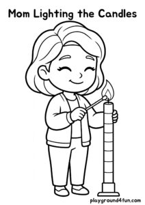 Coloring pages: Mom Lighting the Candles pdf
