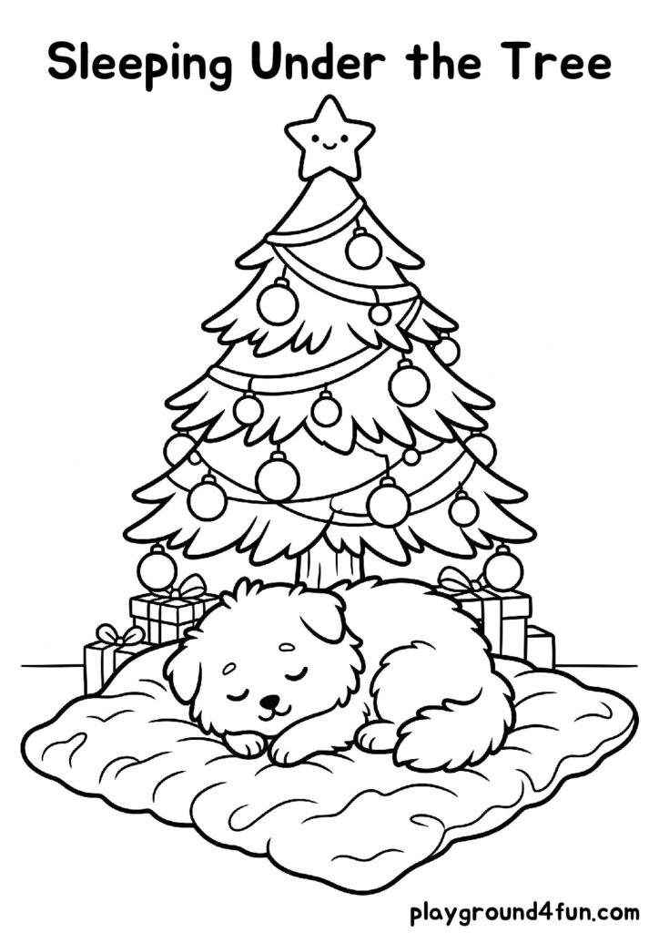 Sleeping Under the Tree Coloring Pages